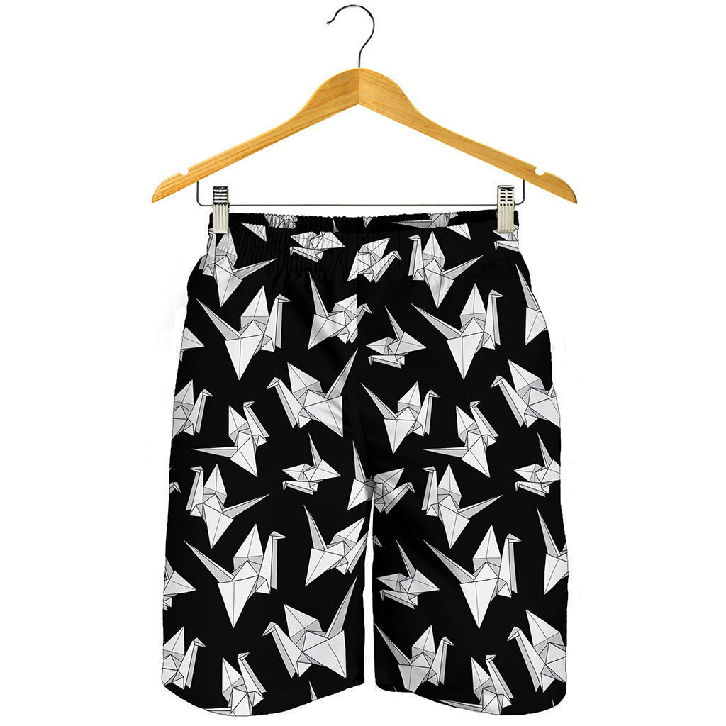 Black And White Origami Pattern Print Men's Shorts