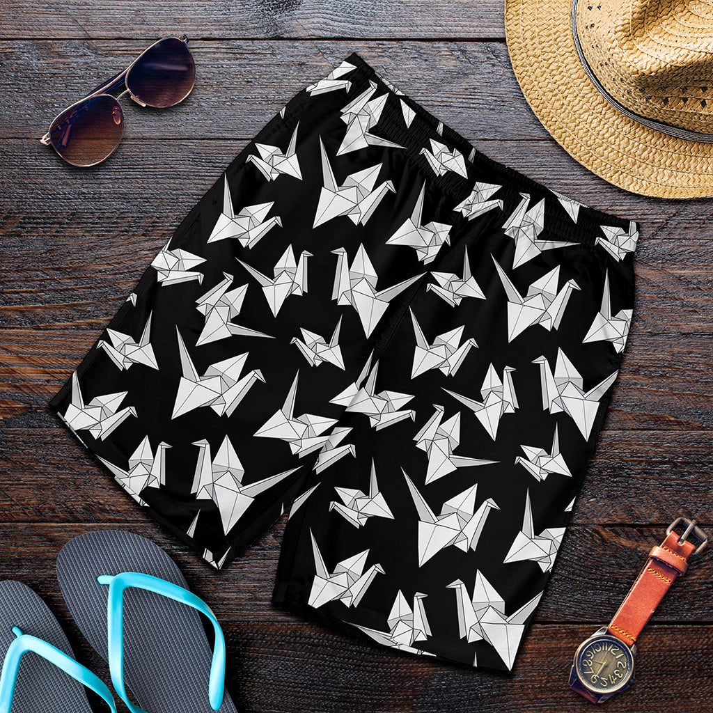 Black And White Origami Pattern Print Men's Shorts