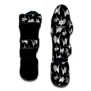 Black And White Origami Pattern Print Muay Thai Shin Guard