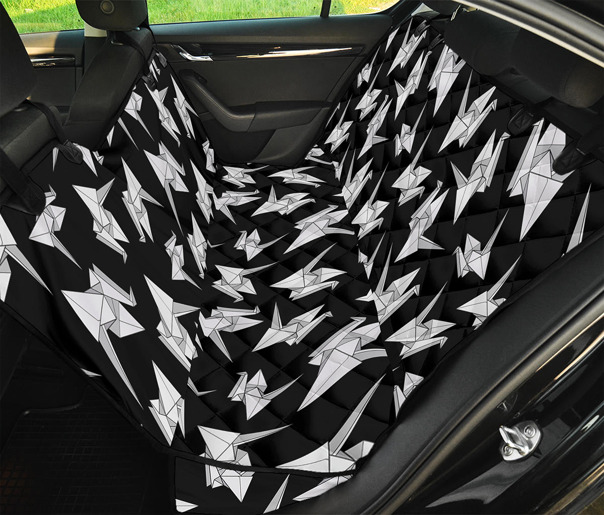 Black And White Origami Pattern Print Pet Car Back Seat Cover