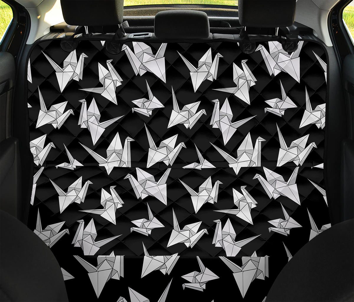 Black And White Origami Pattern Print Pet Car Back Seat Cover