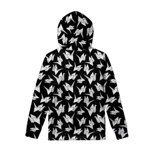 Black And White Origami Pattern Print Pullover Hoodie