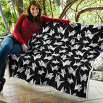 Black And White Origami Pattern Print Quilt