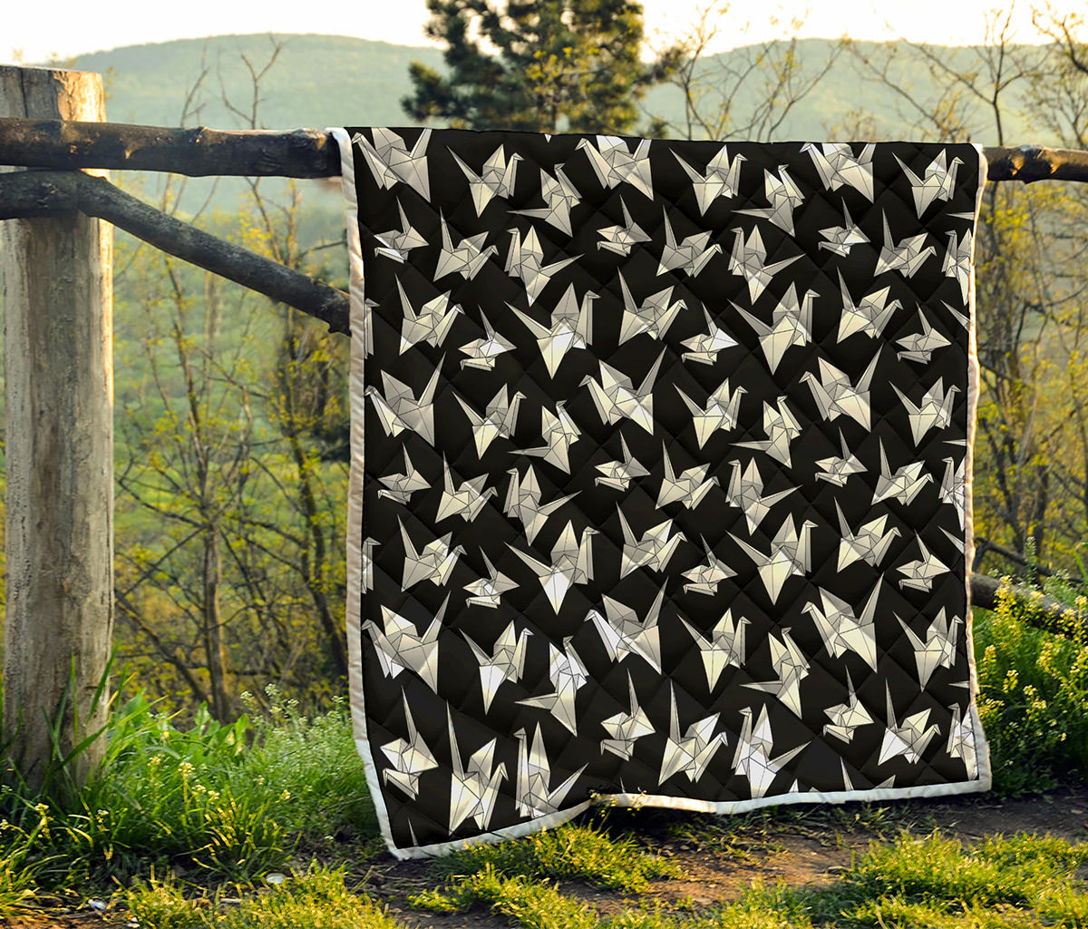 Black And White Origami Pattern Print Quilt