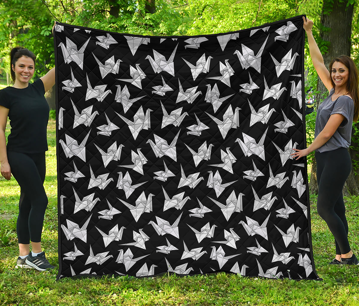 Black And White Origami Pattern Print Quilt