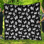 Black And White Origami Pattern Print Quilt