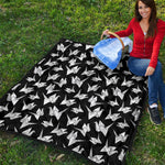 Black And White Origami Pattern Print Quilt