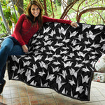 Black And White Origami Pattern Print Quilt