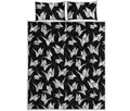 Black And White Origami Pattern Print Quilt Bed Set