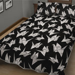 Black And White Origami Pattern Print Quilt Bed Set