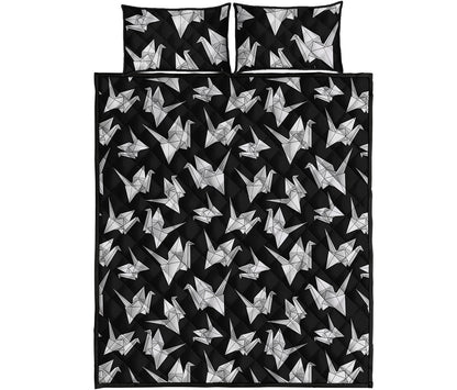Black And White Origami Pattern Print Quilt Bed Set