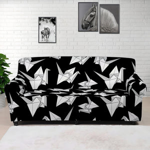 Black And White Origami Pattern Print Sofa Cover