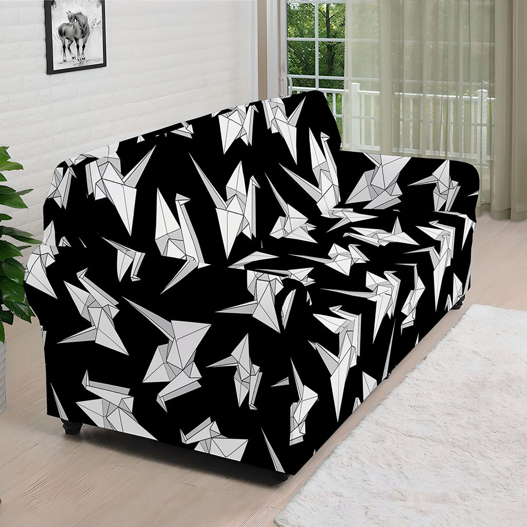 Black And White Origami Pattern Print Sofa Cover