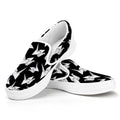 Black And White Origami Pattern Print White Slip On Sneakers