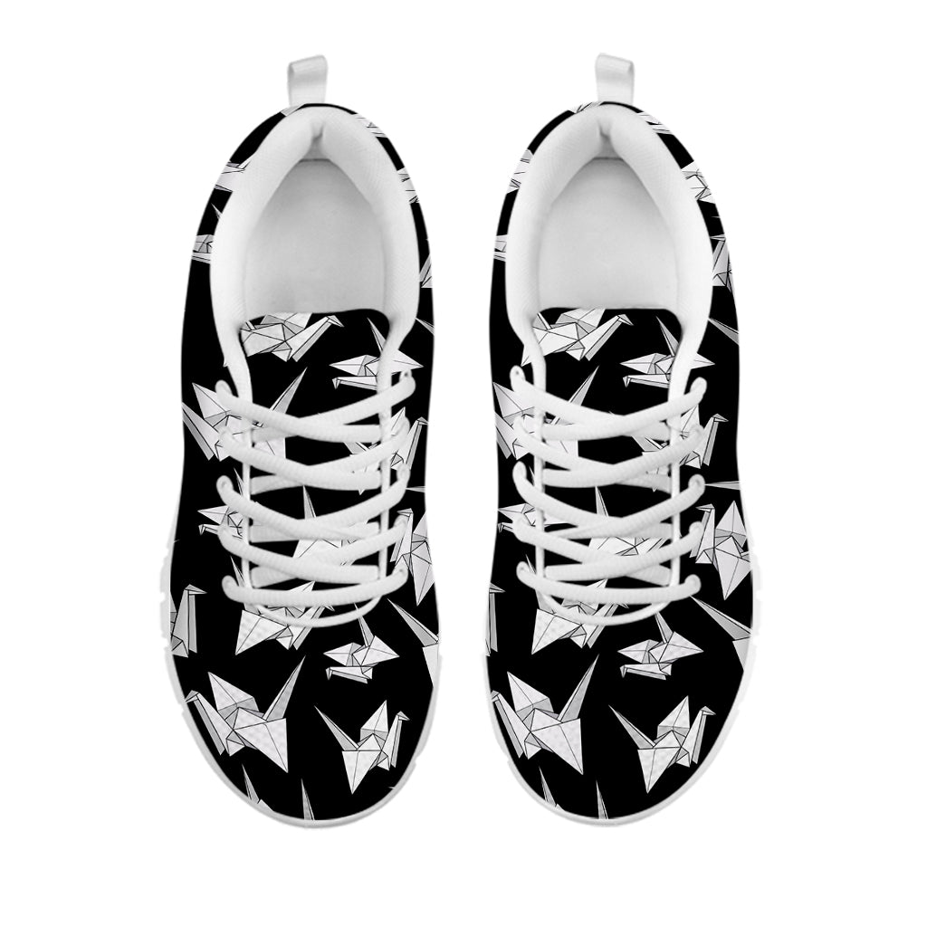 Black And White Origami Pattern Print White Sneakers