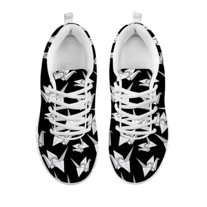 Black And White Origami Pattern Print White Sneakers