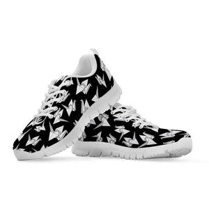 Black And White Origami Pattern Print White Sneakers