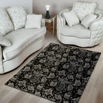 Black And White Owl Pattern Print Area Rug