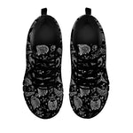 Black And White Owl Pattern Print Black Sneakers