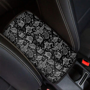 Black And White Owl Pattern Print Car Center Console Cover