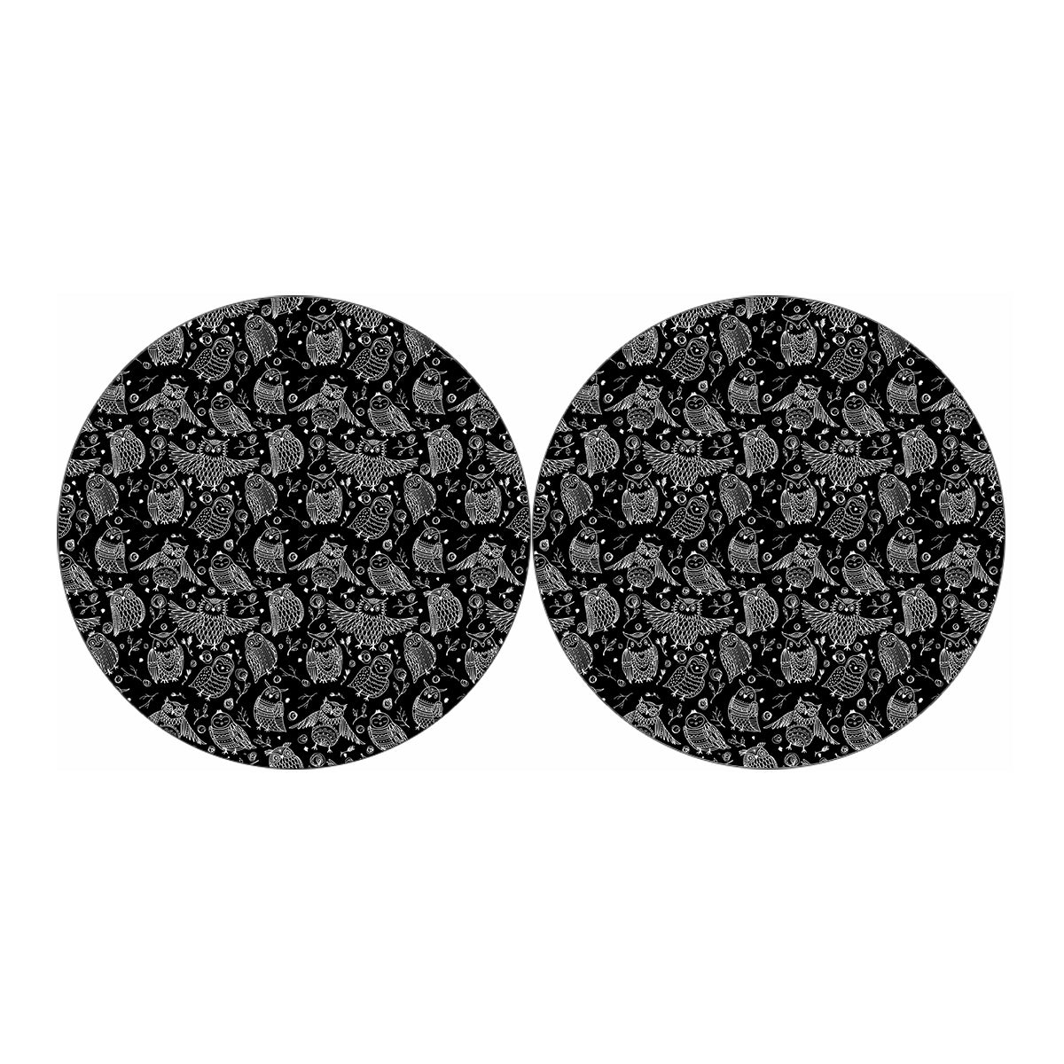 Black And White Owl Pattern Print Car Coasters