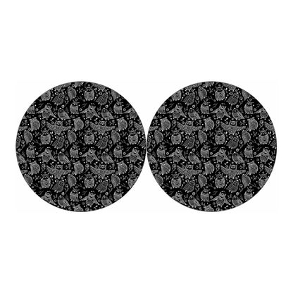 Black And White Owl Pattern Print Car Coasters