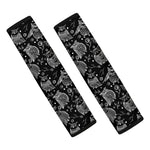 Black And White Owl Pattern Print Car Seat Belt Covers