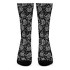 Black And White Owl Pattern Print Crew Socks