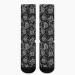 Black And White Owl Pattern Print Crew Socks