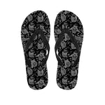 Black And White Owl Pattern Print Flip Flops