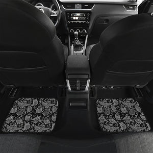 Black And White Owl Pattern Print Front and Back Car Floor Mats