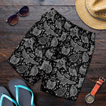 Black And White Owl Pattern Print Men's Shorts