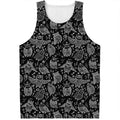 Black And White Owl Pattern Print Men's Tank Top