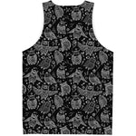 Black And White Owl Pattern Print Men's Tank Top