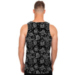 Black And White Owl Pattern Print Men's Tank Top