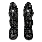 Black And White Owl Pattern Print Muay Thai Shin Guard