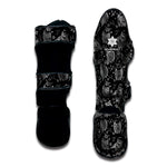 Black And White Owl Pattern Print Muay Thai Shin Guard