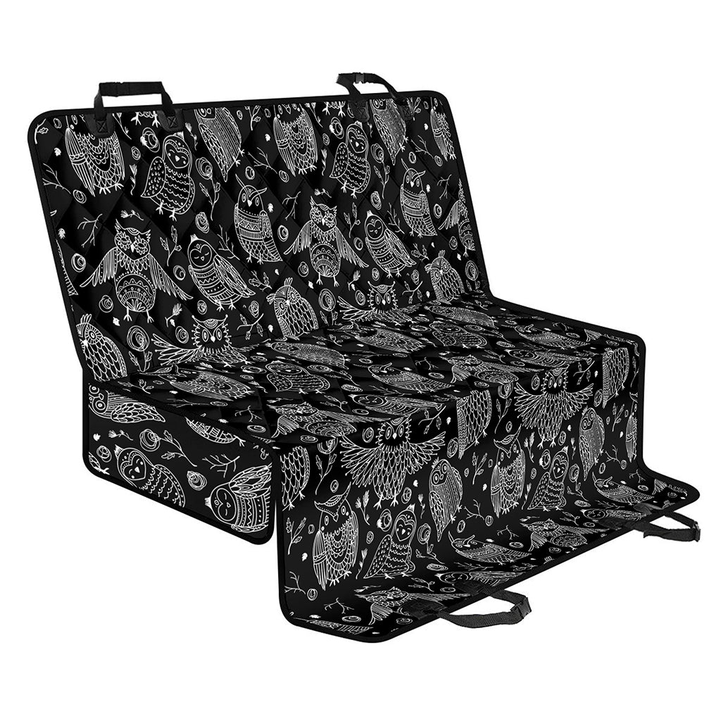 Black And White Owl Pattern Print Pet Car Back Seat Cover