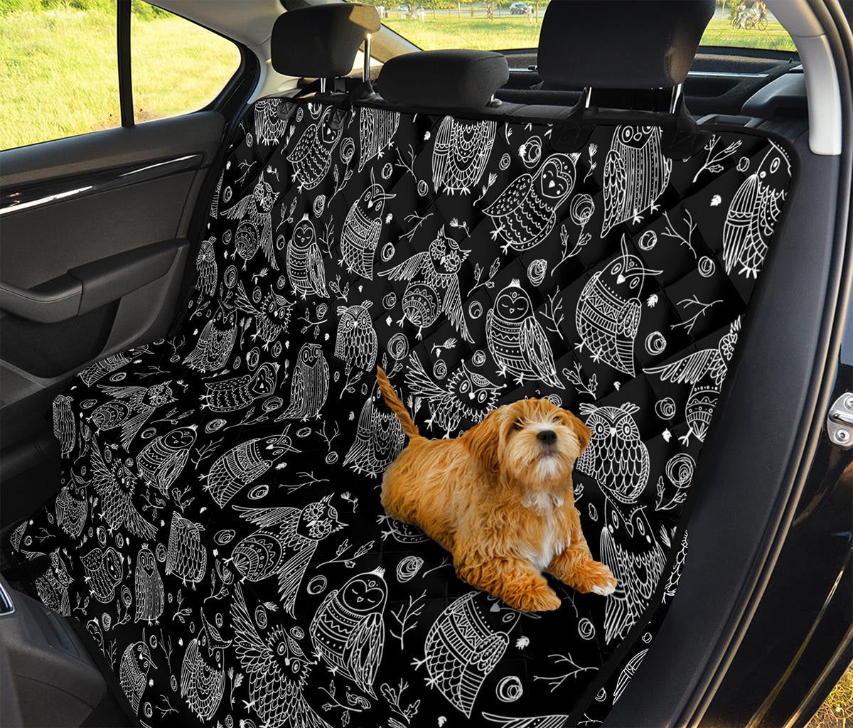 Black And White Owl Pattern Print Pet Car Back Seat Cover