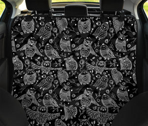 Black And White Owl Pattern Print Pet Car Back Seat Cover