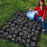 Black And White Owl Pattern Print Quilt