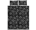 Black And White Owl Pattern Print Quilt Bed Set