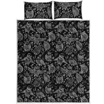 Black And White Owl Pattern Print Quilt Bed Set