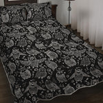 Black And White Owl Pattern Print Quilt Bed Set