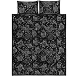 Black And White Owl Pattern Print Quilt Bed Set