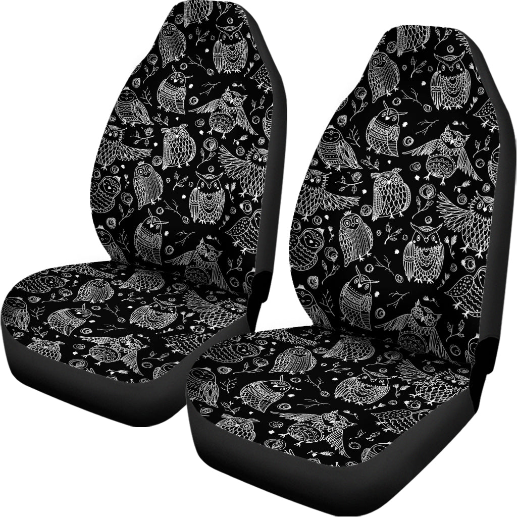 Black And White Owl Pattern Print Universal Fit Car Seat Covers