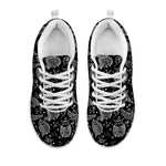 Black And White Owl Pattern Print White Sneakers