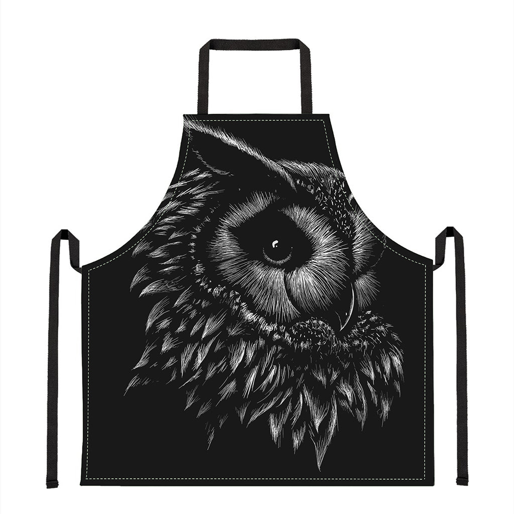 Black And White Owl Print Apron