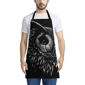 Black And White Owl Print Apron