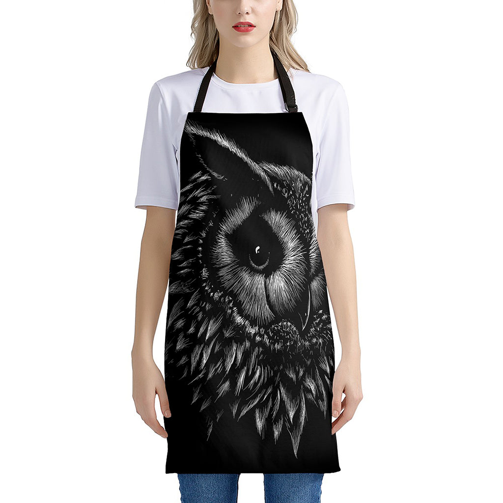 Black And White Owl Print Apron